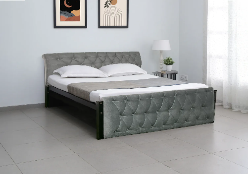 Eden Upholstered Double Bed & Mattress Combo (Grey)